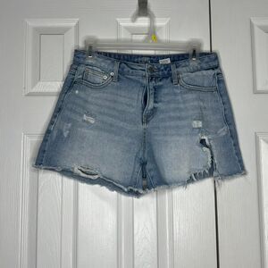 Time and Tru Size 6 High Rise Distressed Denim Shorts Raw Hem